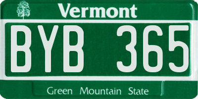 VT license plate BYB365