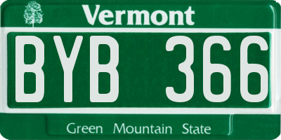 VT license plate BYB366