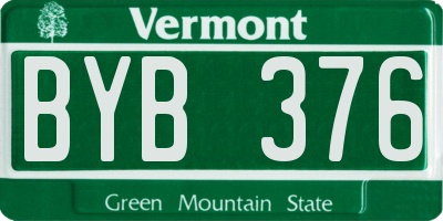 VT license plate BYB376