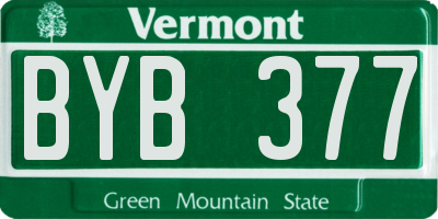 VT license plate BYB377