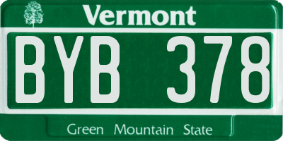 VT license plate BYB378