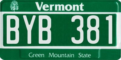 VT license plate BYB381
