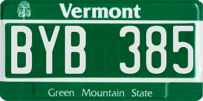 VT license plate BYB385
