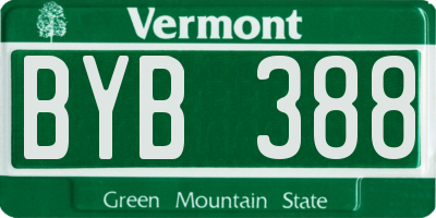 VT license plate BYB388