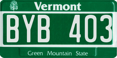 VT license plate BYB403