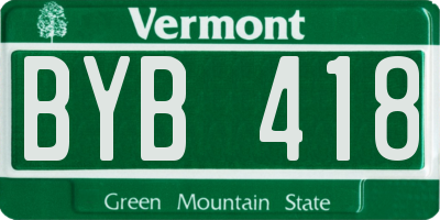 VT license plate BYB418