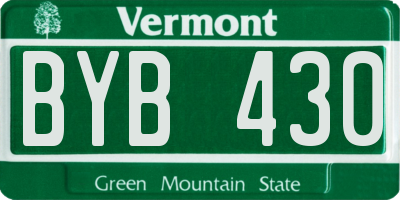 VT license plate BYB430