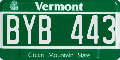 VT license plate BYB443