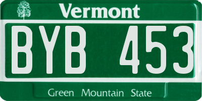 VT license plate BYB453