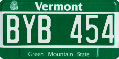 VT license plate BYB454