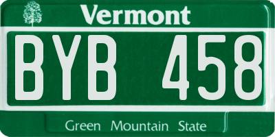 VT license plate BYB458