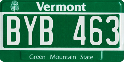VT license plate BYB463