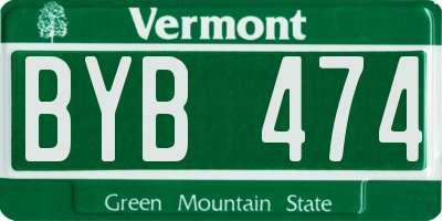 VT license plate BYB474
