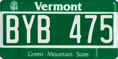 VT license plate BYB475