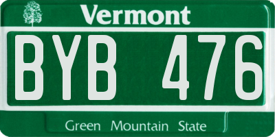 VT license plate BYB476