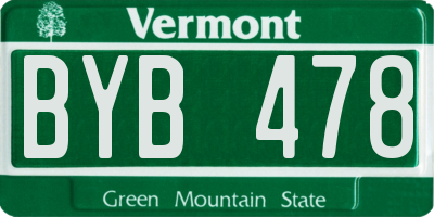 VT license plate BYB478