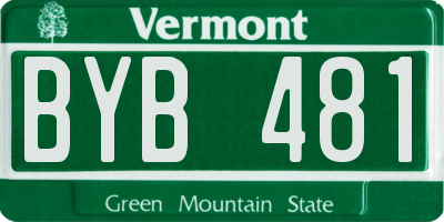 VT license plate BYB481