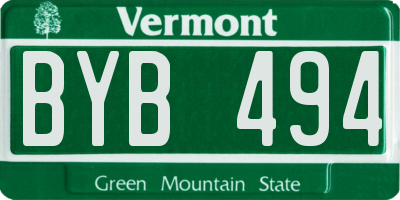 VT license plate BYB494