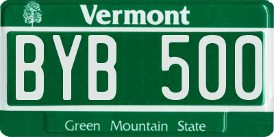 VT license plate BYB500