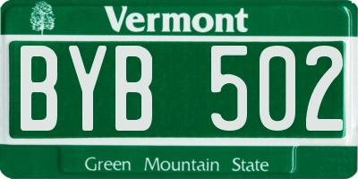 VT license plate BYB502