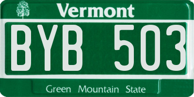 VT license plate BYB503