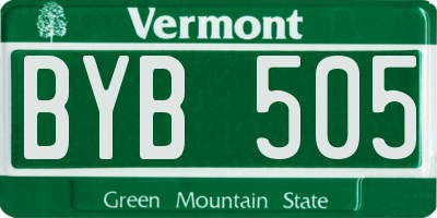 VT license plate BYB505