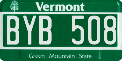 VT license plate BYB508