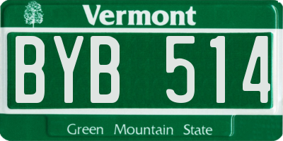 VT license plate BYB514
