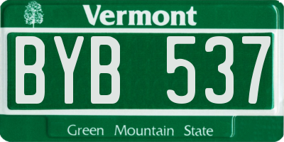VT license plate BYB537