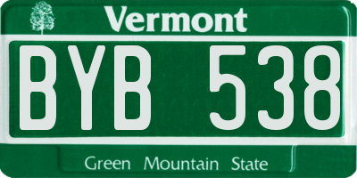 VT license plate BYB538
