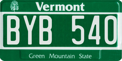 VT license plate BYB540
