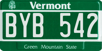 VT license plate BYB542