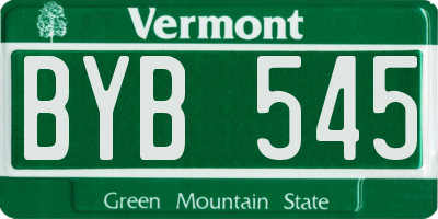 VT license plate BYB545