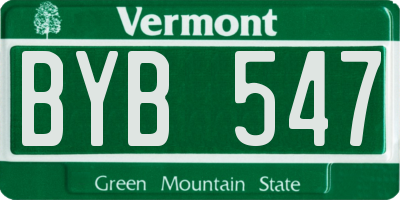VT license plate BYB547