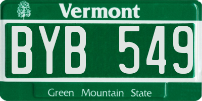 VT license plate BYB549