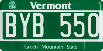 VT license plate BYB550