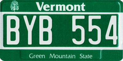 VT license plate BYB554