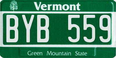 VT license plate BYB559