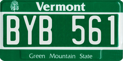VT license plate BYB561