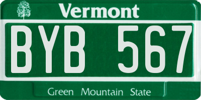 VT license plate BYB567