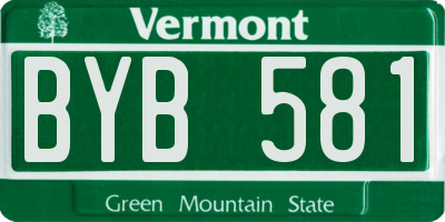 VT license plate BYB581