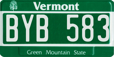 VT license plate BYB583