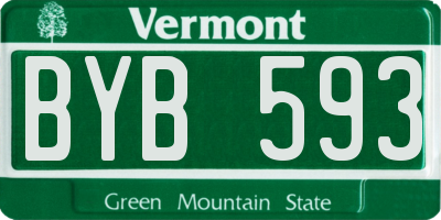 VT license plate BYB593