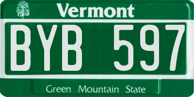 VT license plate BYB597