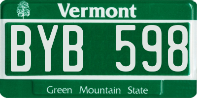 VT license plate BYB598