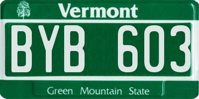 VT license plate BYB603