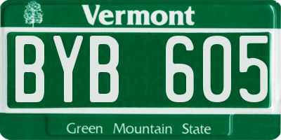 VT license plate BYB605