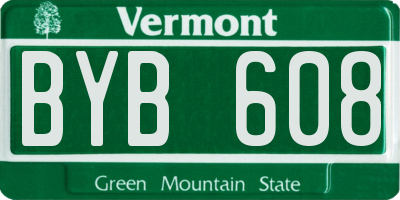 VT license plate BYB608