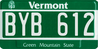 VT license plate BYB612