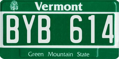 VT license plate BYB614
